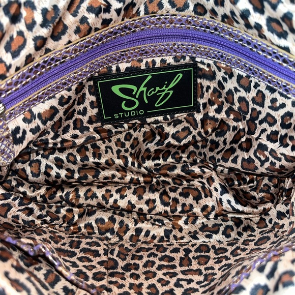 SHARIF Purple Snake Embossed Shoulder Bag - Picture 4 of 4